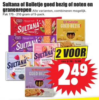 Dirk Sultana of Bolletje Goed bezig of noten en granenrepen 2st aanbieding