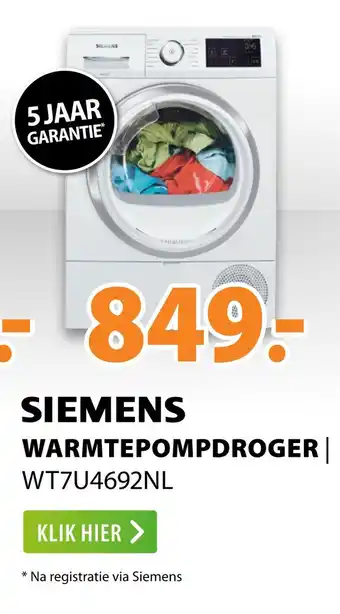 Expert SIEMENS WARMTEPOMPDROGER | WTZU4692NL aanbieding