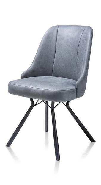 Happy@Home Eefje, eetkamerstoel - 4 pootjes zwart - incl. pocketvering - stof kibo - skyblue aanbieding