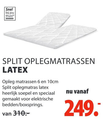 Lion Beddenshop SPLIT OPLEGMATRASSEN LATEX aanbieding