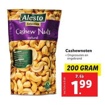 Lidl Cashewnoten 200 GRAM aanbieding