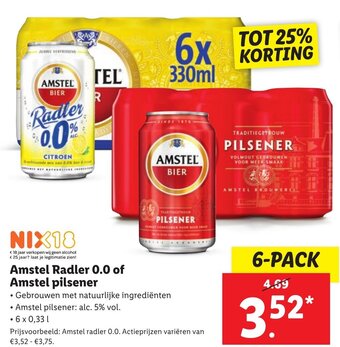 Lidl Amstel Radler 0.0 of Amstel pilsener aanbieding