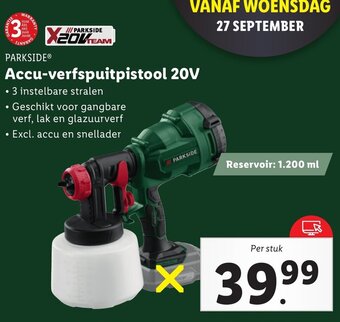 Lidl PARKSIDE Accu-verfspuitpistool 20V aanbieding