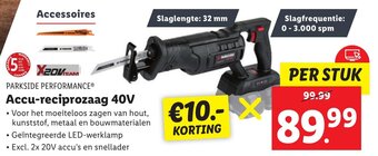 Lidl PARKSIDE PERFORMANCE Accu-reciprozaag 40V aanbieding