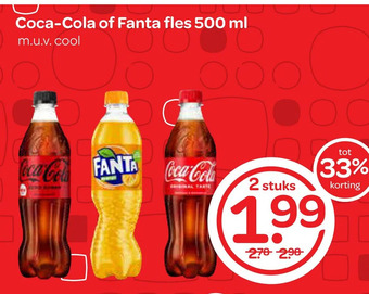 Spar Coca-cola of fanta fles 500 ml aanbieding