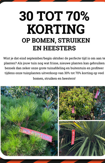 Tuincentrum Osdorp 30 tot 70% korting aanbieding