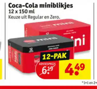 Kruidvat Coca-Cola Miniblikjes 12 x 150 ml aanbieding