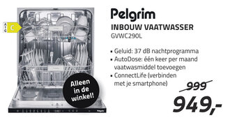 Obbink Pelgrim INBOUW VAATWASSER GVWC290L aanbieding