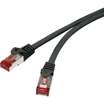 Conrad Renkforce rf-4737378 rj45 netwerkkabel, patchkabel cat 6 s/ftp 0.50 m zwart snagless, vergulde steekcontacten, vlambestendig  aanbieding