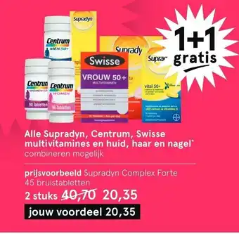 Etos Alle Supradyn, Centrum, Swisse Multivitamines en Huid, Haar en Nagel 2 stuks aanbieding