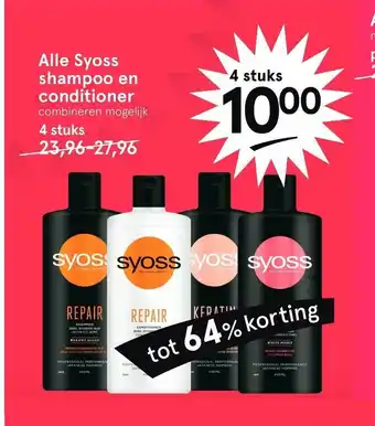 Etos Alle Syoss Shampoo en Conditioner 4 stuks aanbieding