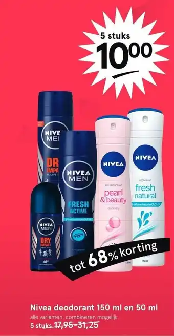 Etos Nivea deodorant 150ml en 50ml aanbieding