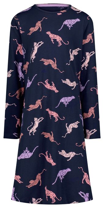HEMA Hema kinder nachthemd katoen/stretch cheetah donkerblauw (donkerblauw) aanbieding
