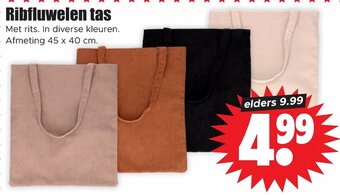 Dirk Ribfluwelen tas 45x40 cm aanbieding