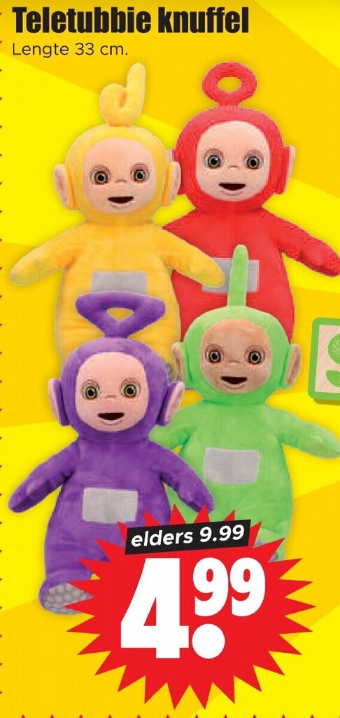 Dirk Teletubbie knuffel 33 cm aanbieding