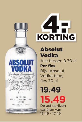 PLUS Absolut Vodka 70 cl aanbieding