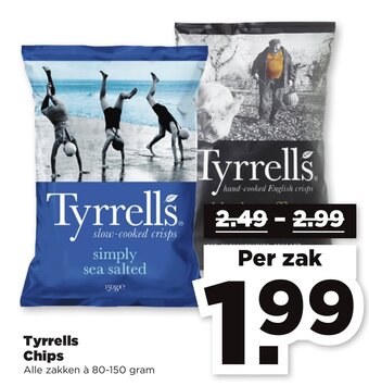 PLUS Tyrrells Chips 80-150 gram aanbieding