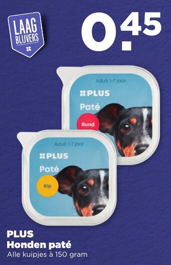 PLUS Honden paté 150 gram aanbieding