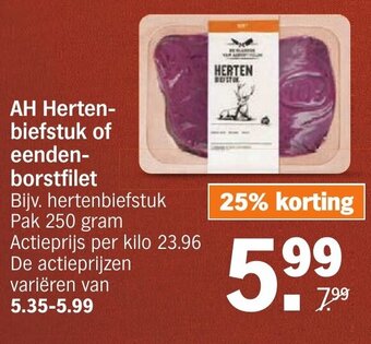 Albert Heijn AH Hertenbiefstuk of eendenborstfilet aanbieding