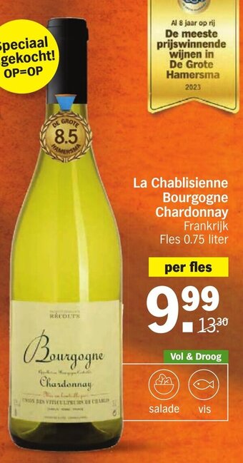 Albert Heijn La Chablisienne Bourgogne Chardonnay Fles 0.75 liter aanbieding