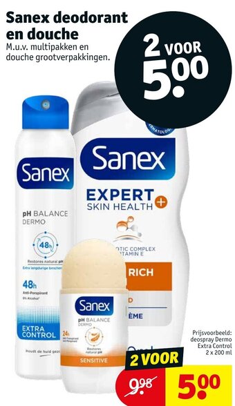 Kruidvat Sanex deodorant en douche aanbieding