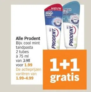 Albert Heijn Alle prodent bijv. cool mint tandpasta aanbieding