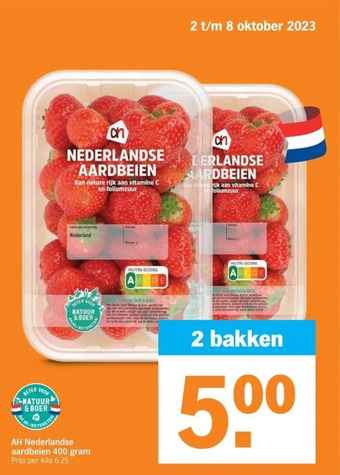 Albert Heijn Ah nederlandse aardbeien aanbieding