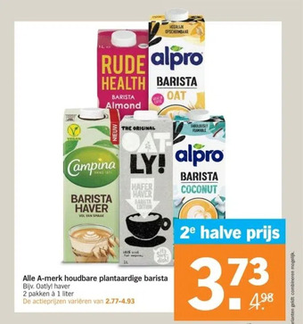 Albert Heijn Alle a-merk houdbare plantaardige barista bijv. oatly! haver aanbieding