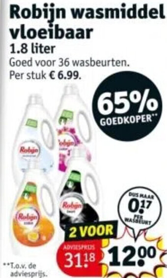 Kruidvat Robijn wasmiddel voleibaar aanbieding