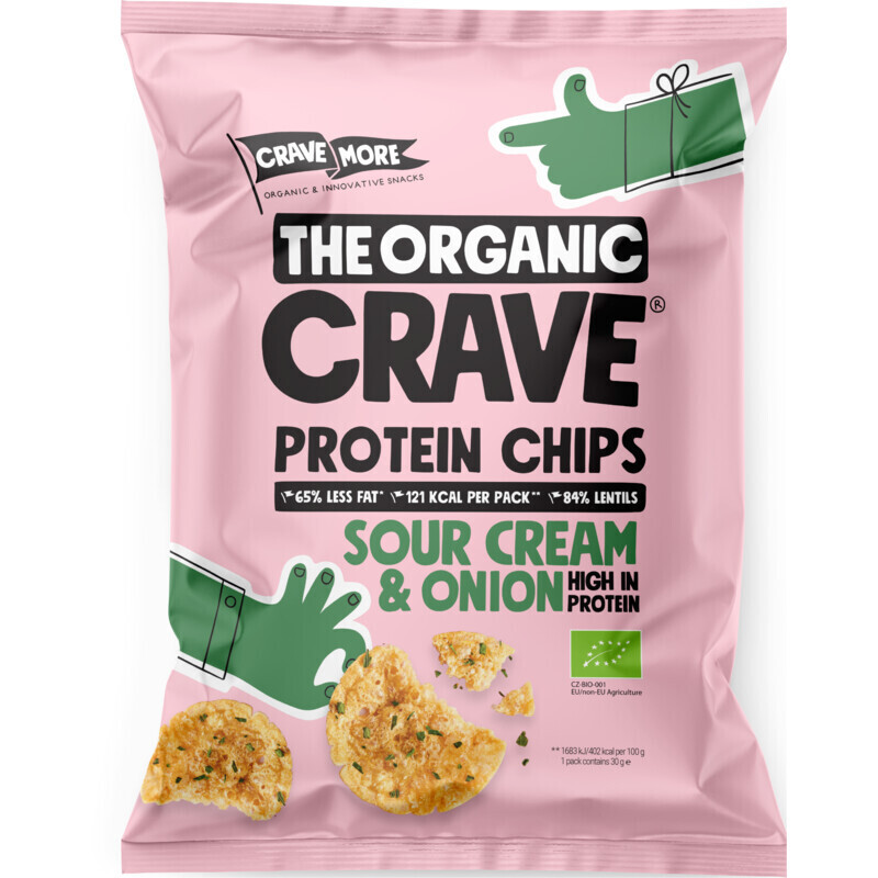 The organic crave sour cream & onion protein chips aanbieding bij