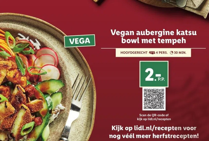 Vegan aubergine katsu bowl met tempeh aanbieding bij Lidl