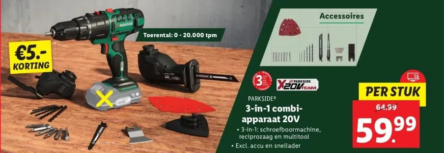 Lidl 3-in-1 combi apparaat 20v aanbieding