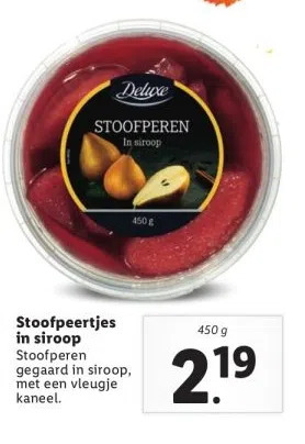 Lidl Stoofpeertjes in siroop stoofperen aanbieding