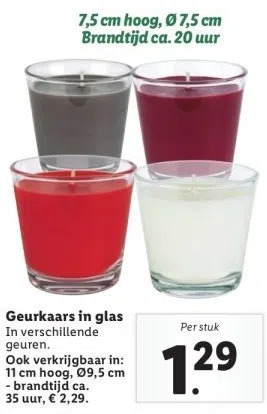 Lidl Geurkaars in glas in verschillende geuren. aanbieding