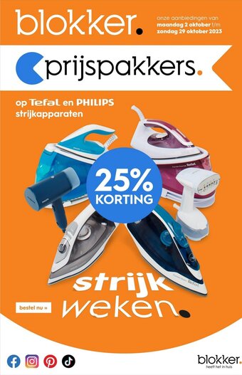 Blokker Op Tefal en PHILIPS strijkapparaten aanbieding