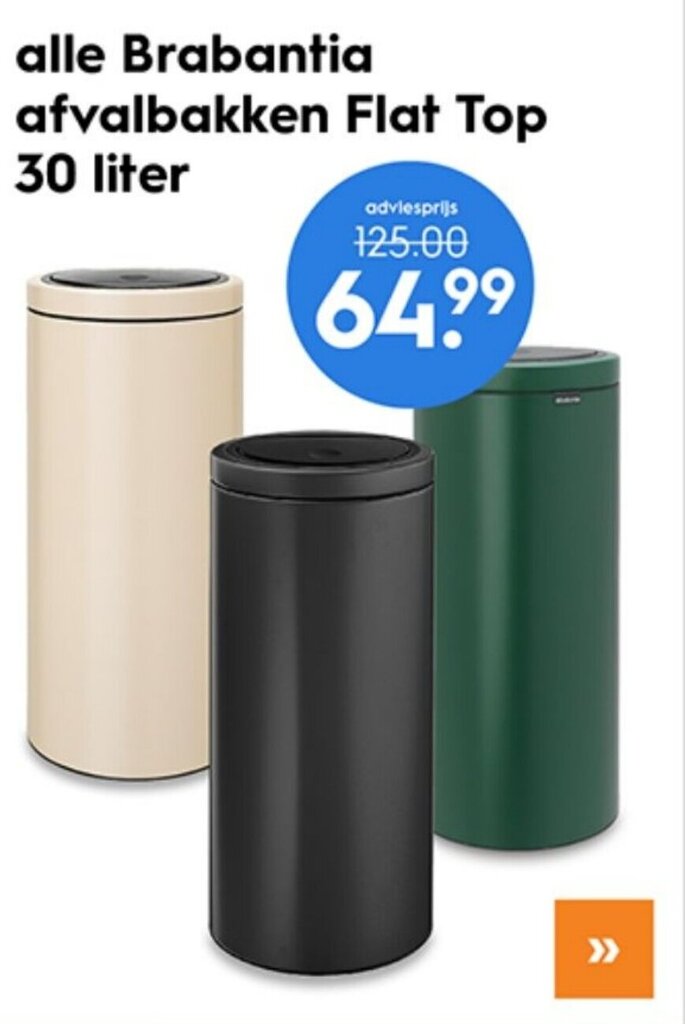 Alle Brabantia afvalbakken Flat Top 30 liter aanbieding bij Blokker
