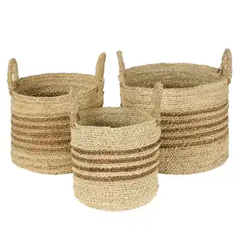 fonQ Woonexpress mand (set van 3) banka - beige - natuurlijk materiaal aanbieding