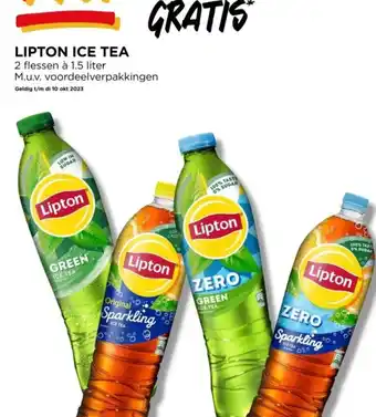 Jumbo Lipton ice tea 2 flessen à 1.5 liter m.u.v. voordeelverpakkingen aanbieding