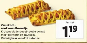 Lidl Zuurkoolrookworstbroodje aanbieding