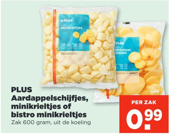 PLUS Plus aardappelschijfjes, minikrieltjes of bistro minikrieltjes aanbieding