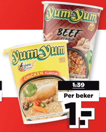 PLUS Yum yum rund bami soep of noedels kip aanbieding