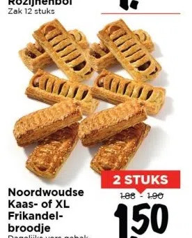 Vomar Noordwoudse kaas- of xl frikandelbroodje aanbieding