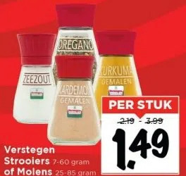 Vomar Voordeelmarkt Verstegen strooiers 7-60 gram of molens 25-85 gram aanbieding