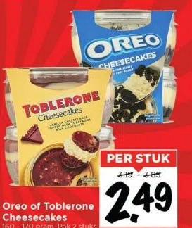 Vomar Voordeelmarkt Oreo of toblerone cheesecakes aanbieding