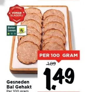 Vomar Voordeelmarkt Gesneden bal gehakt aanbieding