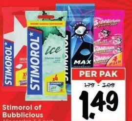 Vomar Stimorol of bubblicious aanbieding