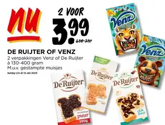 Jumbo De ruijter of venz 2 verpakkingen venz of de ruijter à 130-400 gram aanbieding