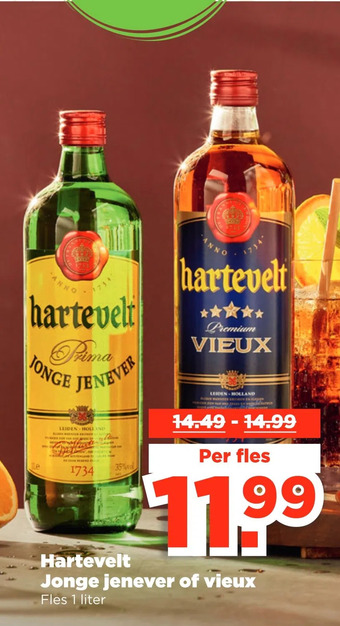 PLUS Hartevelt jonge jenever of vieux aanbieding