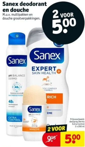 Kruidvat Sanex deodorant en douche aanbieding