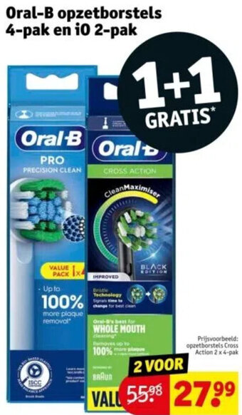 Kruidvat Oral-B opzetborstels 4-pak en i0 2-pak aanbieding